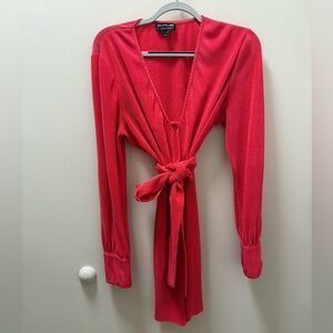 The Fifth Label (Australian brand) pink long sleeve plisse mini dress